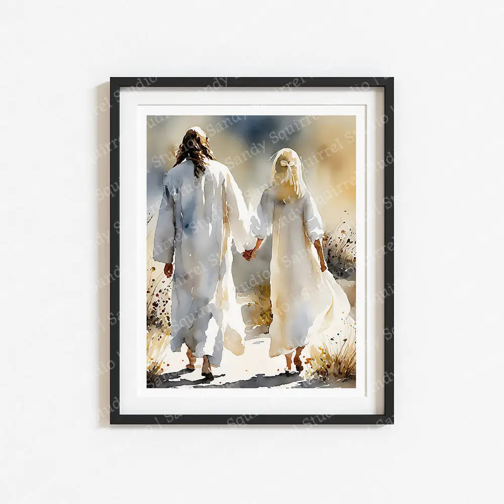 ’Step By Step’ Original Watercolor Style Religious Art Print 11X14