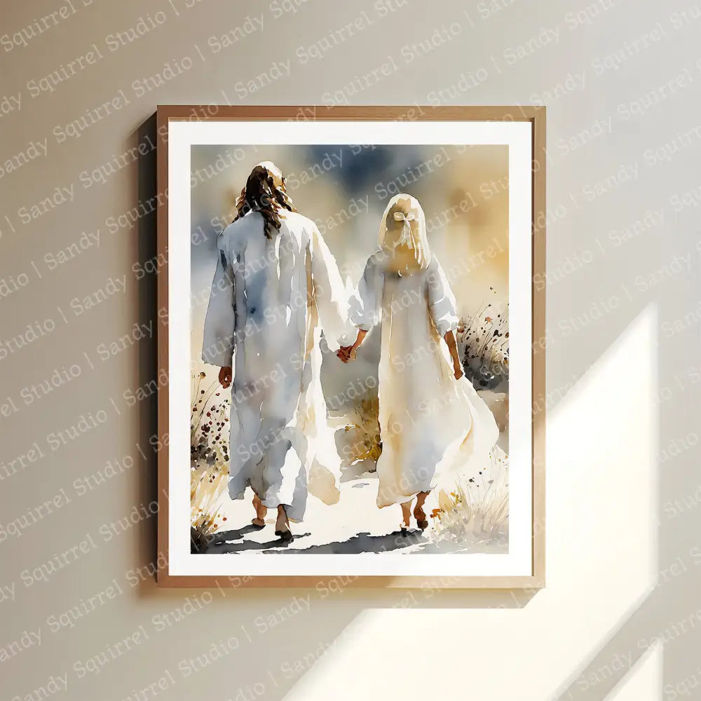 ’Step By Step’ Original Watercolor Style Religious Art Print 8X10