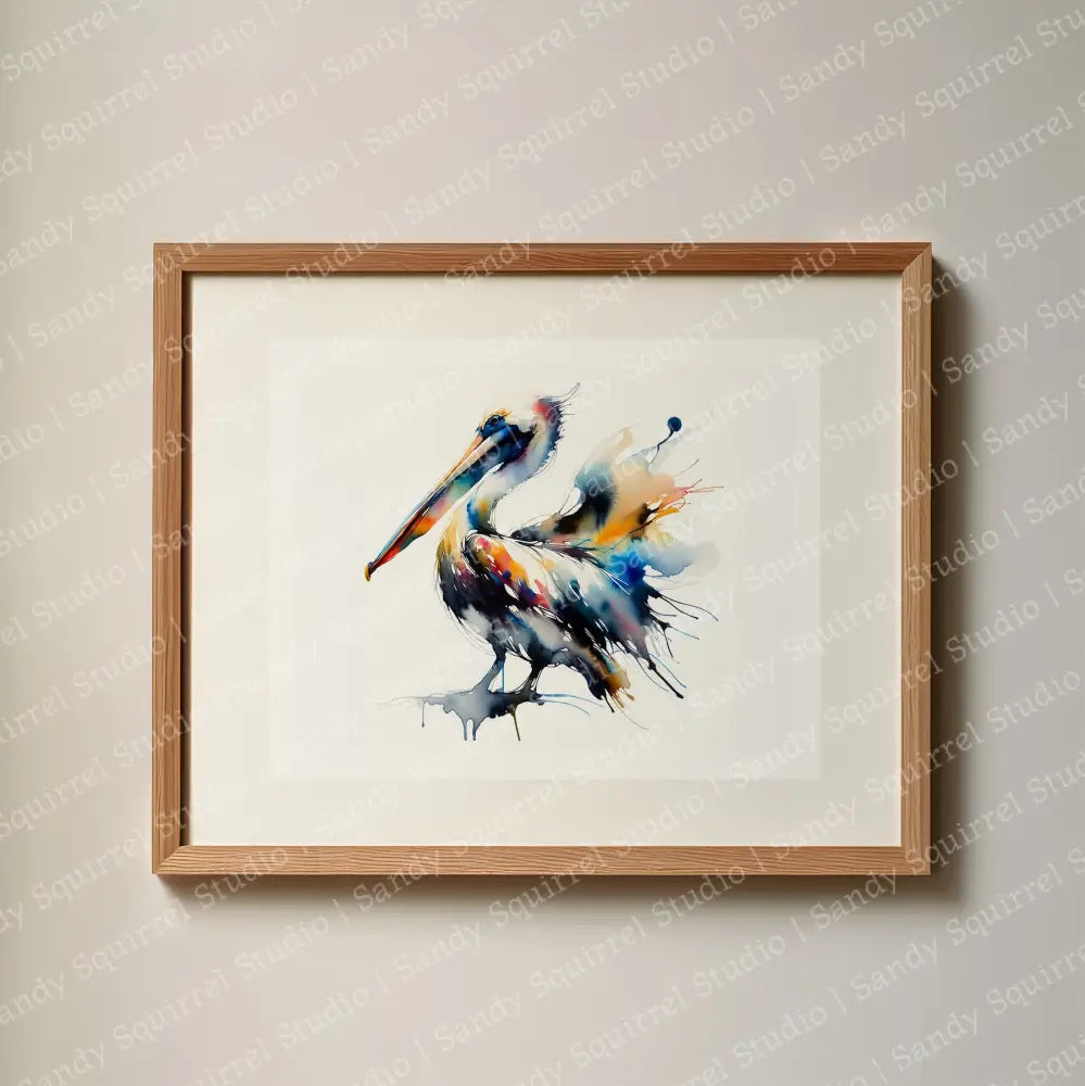 ’Stu’ Original Pelican Coastal Beach Art Home Decor Wall Print 10X8