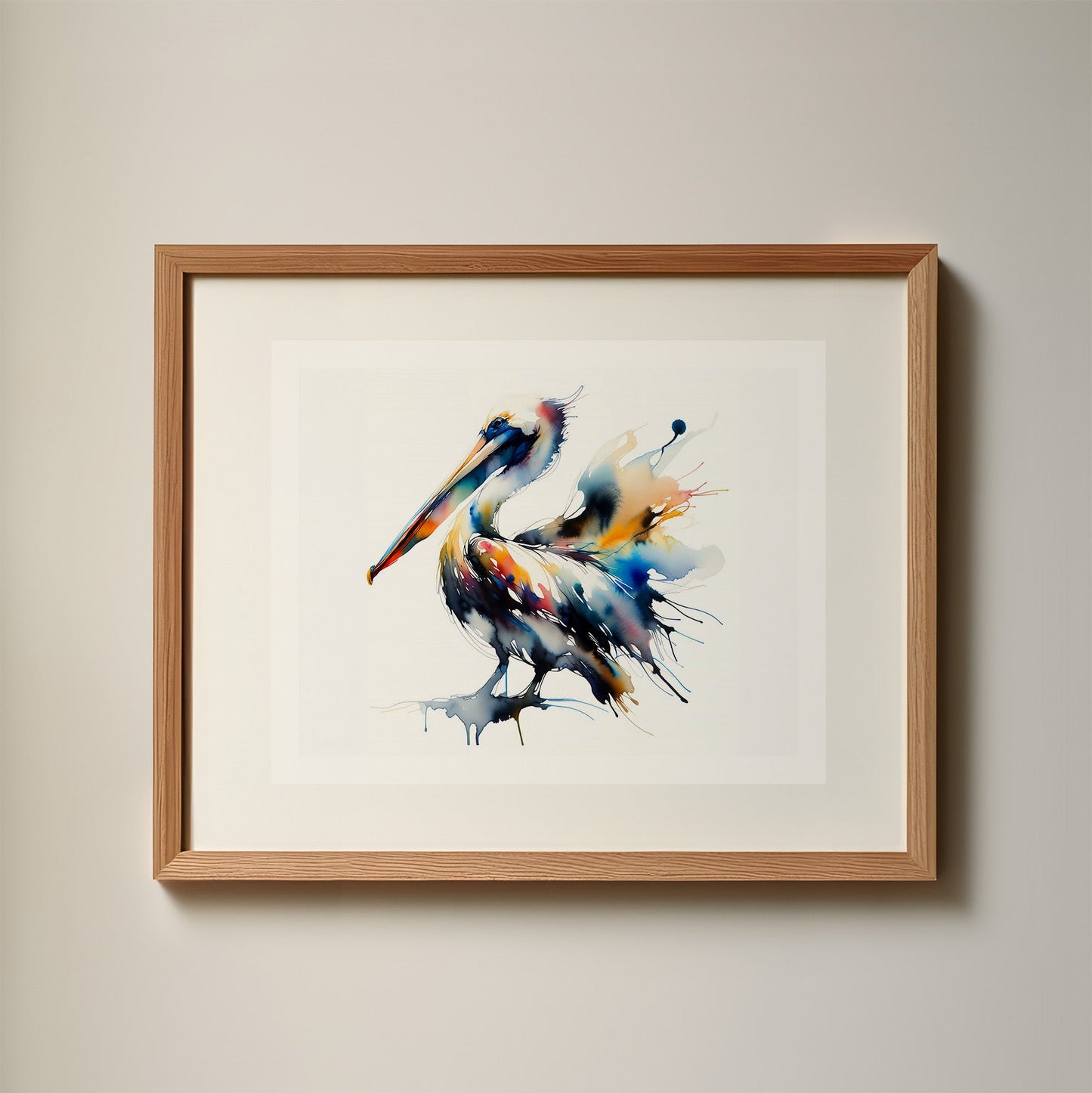 ’Stu’ Original Pelican Coastal Beach Art Home Decor Wall Print 10X8