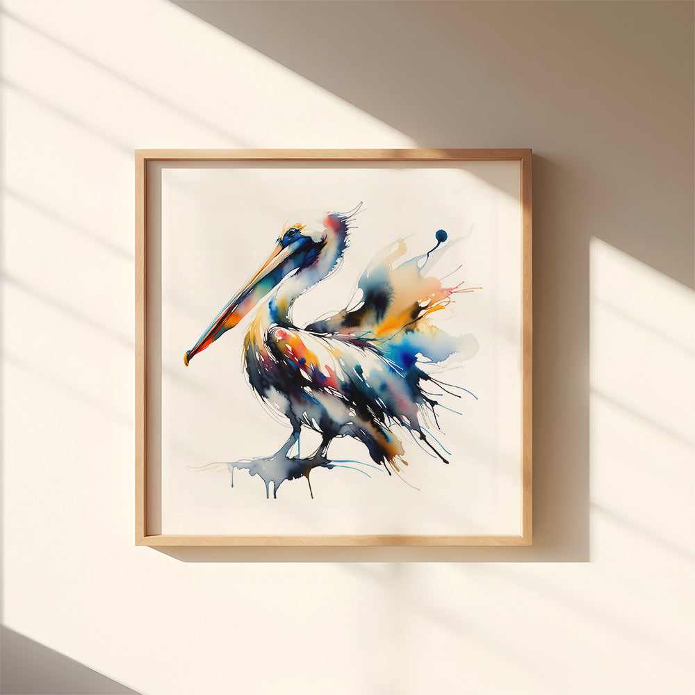 ’Stu’ Original Pelican Coastal Beach Art Home Decor Wall Print 12X12