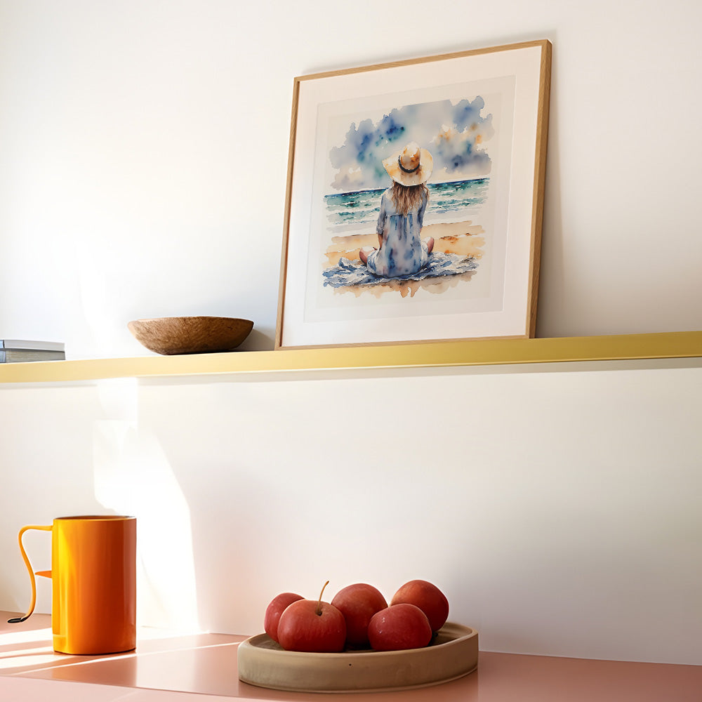 Summer Day Watercolor Style Coastal Art