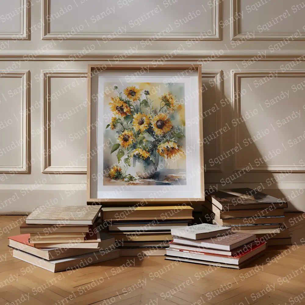 ’Sunny’ Original Watercolor-Style Sunflower Wall Art Print