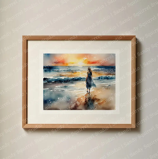 ’Sunrise Soiree’ Original Coastal Art Print Home Decor Wall Watercolor-Style