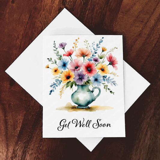 Sunshine Stems Watercolor Style Get Well Card