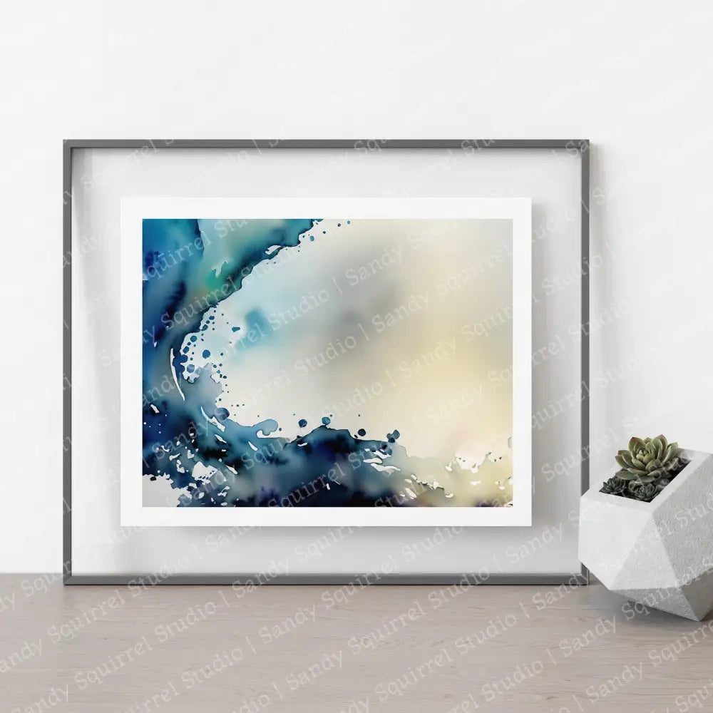 ’Swell’ Original Coastal Ocean Art Print 10X8 Home Decor Watercolor Style Wall With Rich Colors