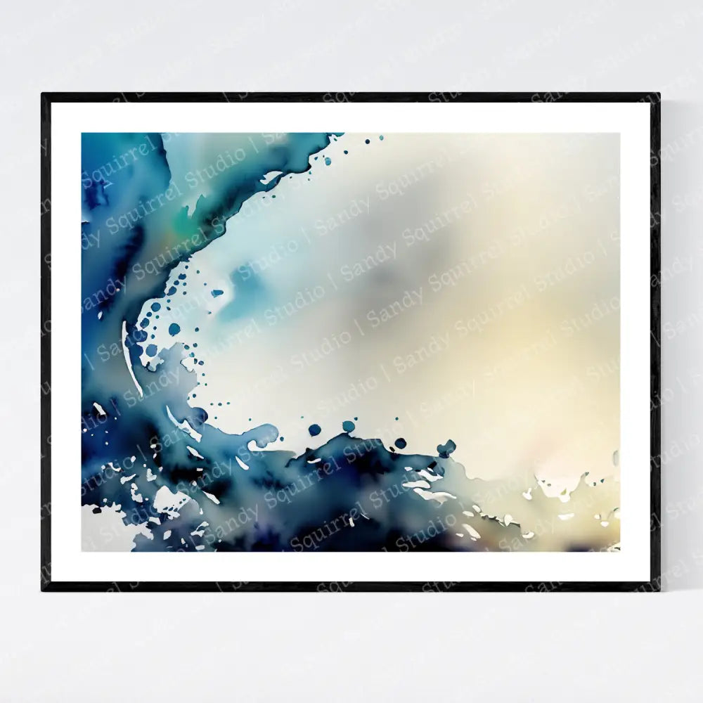 ’Swell’ Original Coastal Ocean Art Print 10X8 Home Decor Watercolor Style Wall With Rich Colors