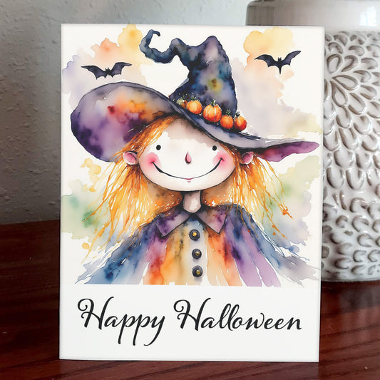 Tabitha Watercolor Style Halloween Witch Art