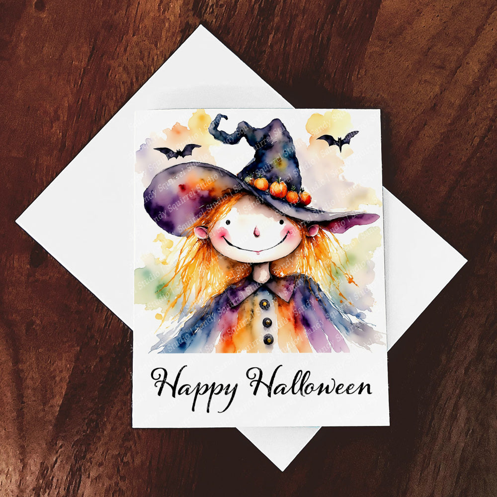 Tabitha Watercolor Style Halloween Witch Art