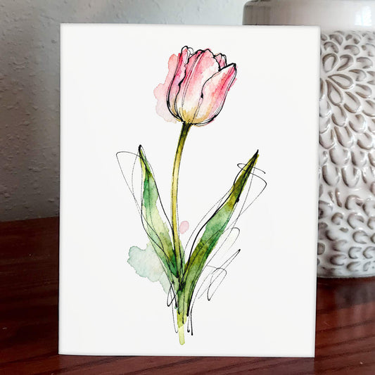 Tiptoe Watercolor Style Tulip Floral Art