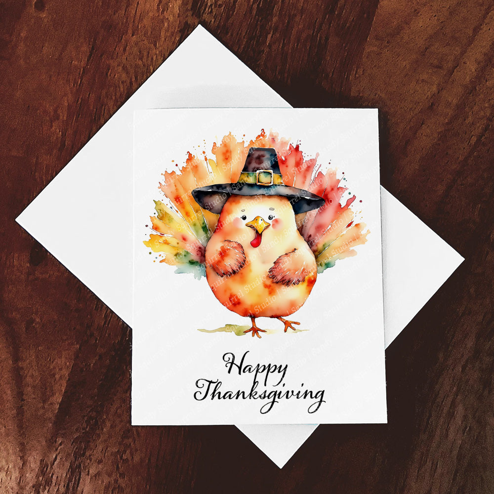 Tom Tom Watercolor Style Thanksgiving Turkey Art