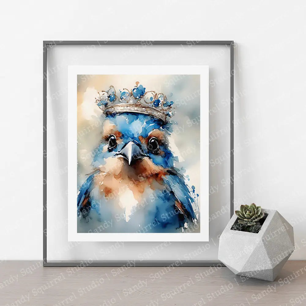 ’Topaz’ Original Bluebird Of Happiness Wall Art Print Home Decor 8 X 10