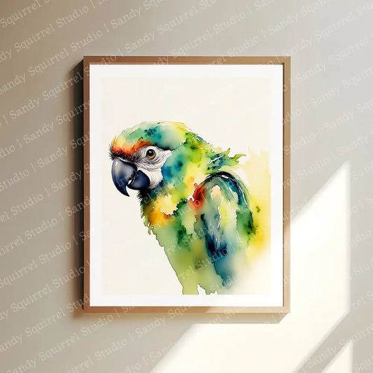 ’Tropical Breeze’ Original Parrot Tropical Wall Art Print Home Decor