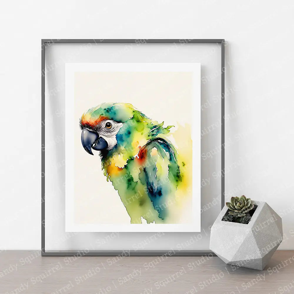 ’Tropical Breeze’ Original Parrot Tropical Wall Art Print Home Decor 8 X 10