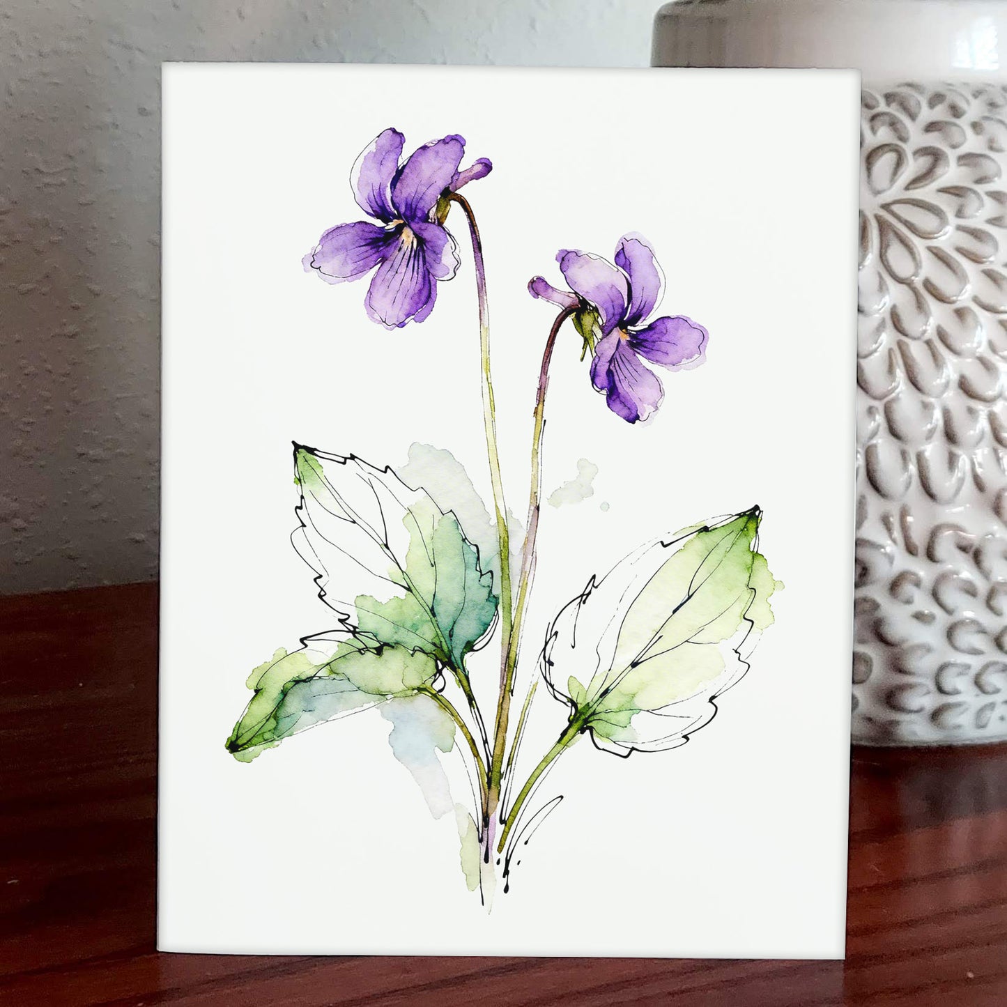 Vivi Watercolor Style Violet Floral Art