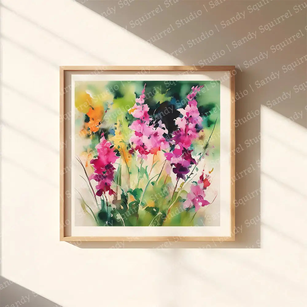 Vivid Watercolor Style Vibrant Floral Art Print 8 X