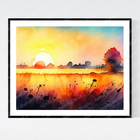 ’Wildflowers At Sunrise’ Original Floral Art Print Home Decor Wall Watercolor - Style With