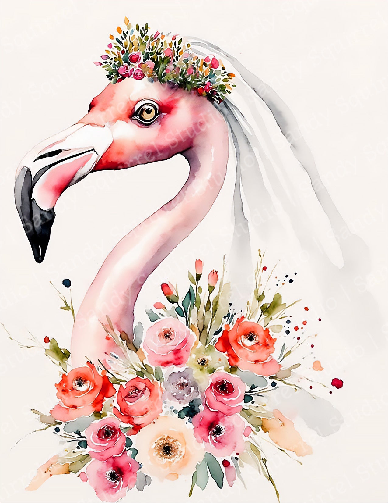 Blushing Bride Watercolor Style Bridal Card