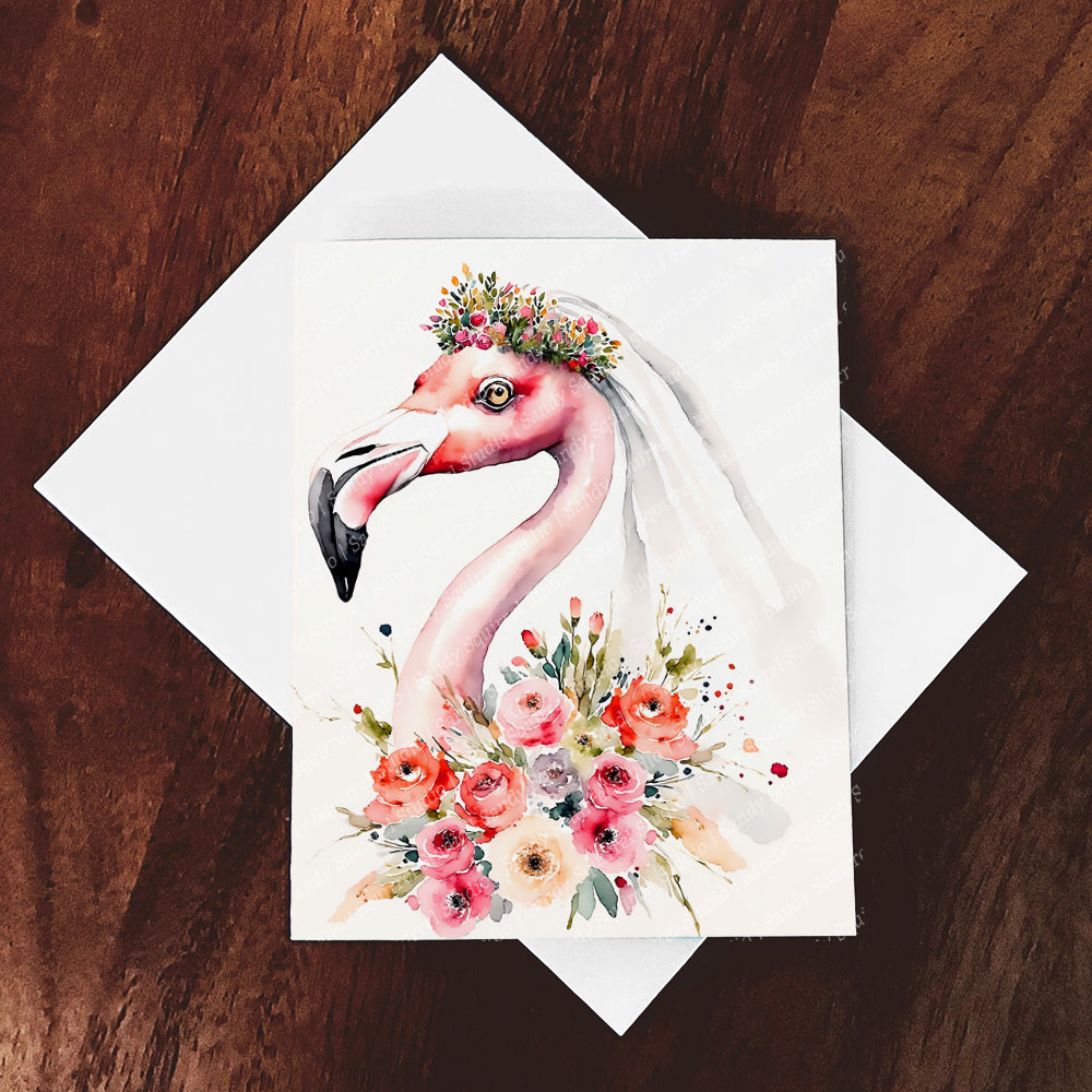 Blushing Bride Watercolor Style Bridal Card