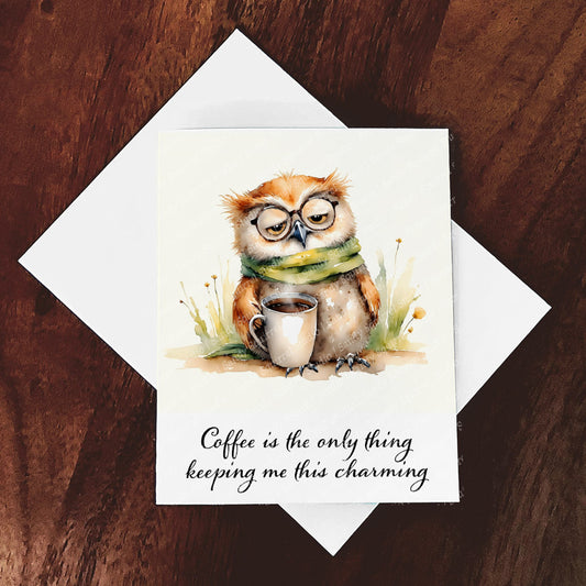 Charming Whimsical Watercolor Style Owl Quotable Greeting Card