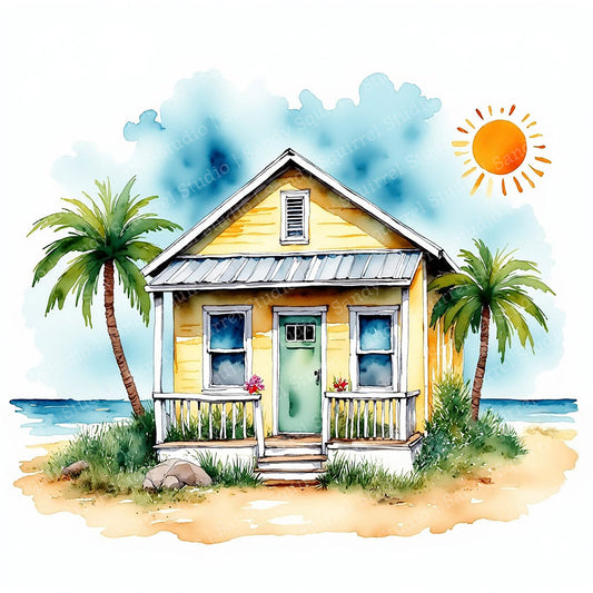 Dreams Watercolor Style Tropical Coastal Art