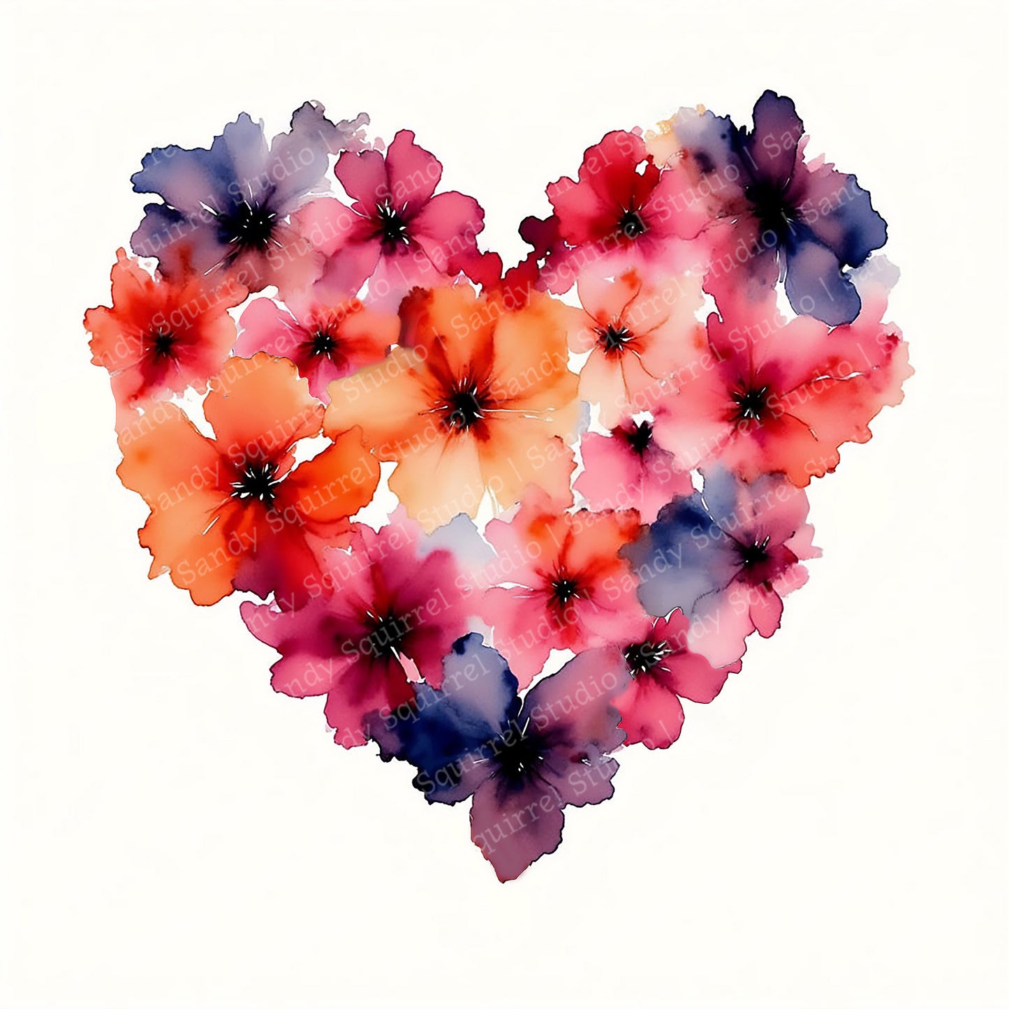 Floral Love Watercolor Style Floral Art