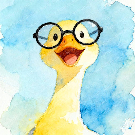 Gorgeous Watercolor Style Duck Glasses Art