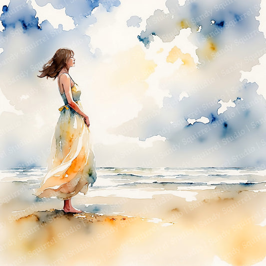 Grace Watercolor-Style Coastal Art