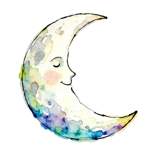 Happy Moon Watercolor Style Friendship Art