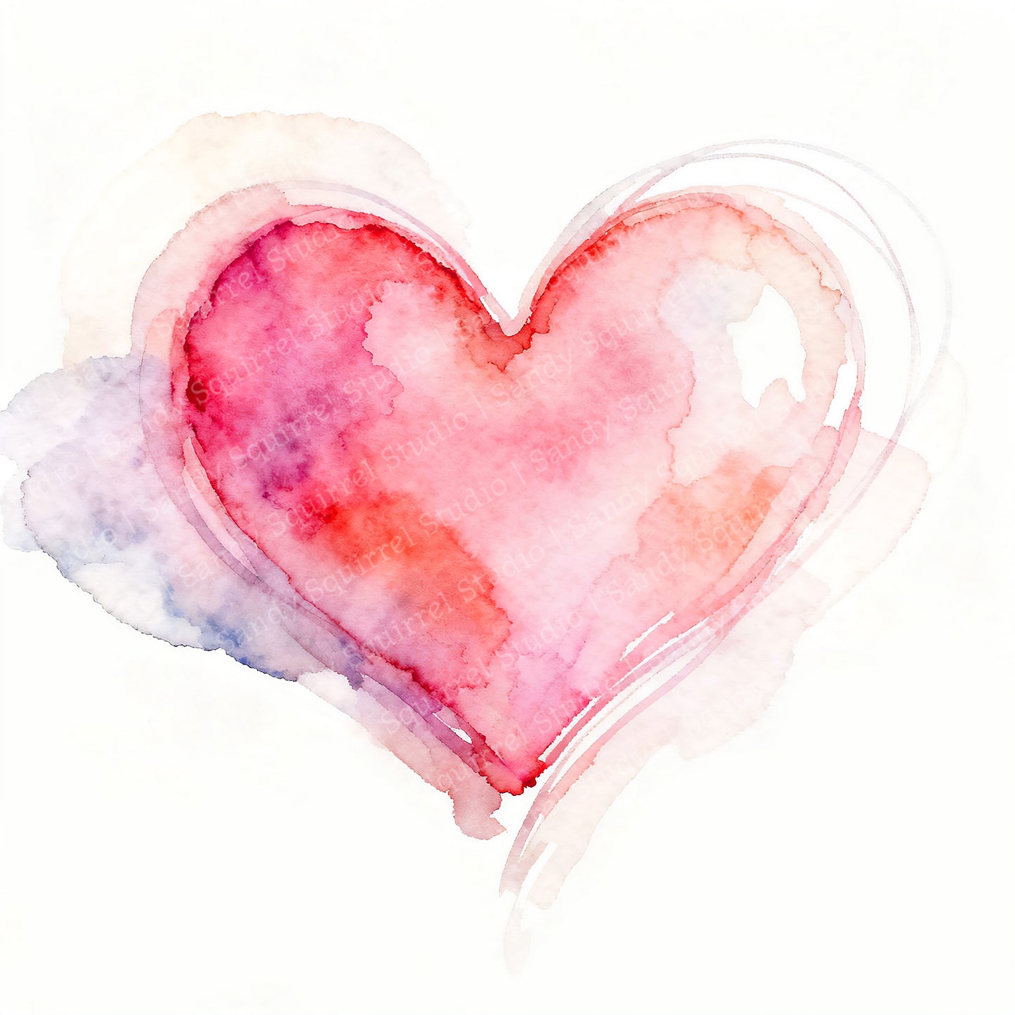 Happy Place Watercolor Style Love Heart Art