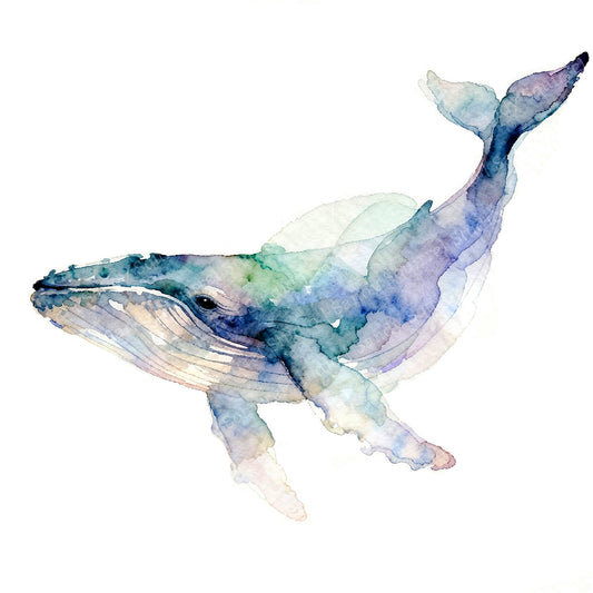 Old Man Watercolor-Style Coastal Whale Art