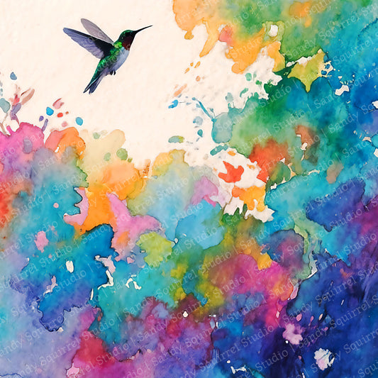 Paintbox Watercolor-Style Hummingbird Art