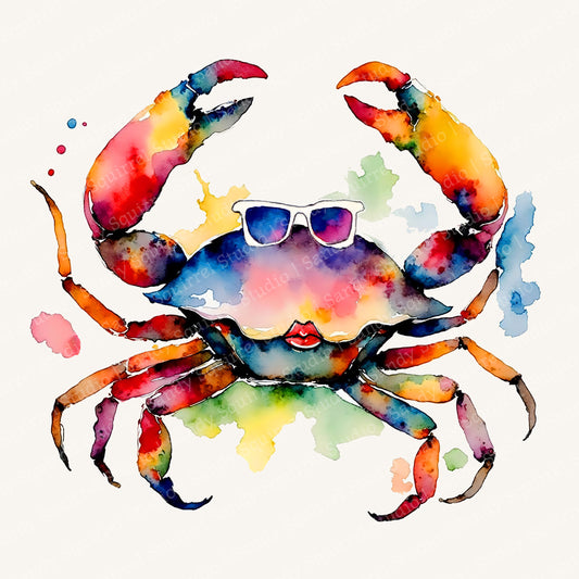 Pucker Up Watercolor Style Sassy Class Crab Greeting Card with Quote