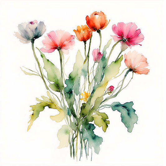 Spring Watercolor Style Floral Card