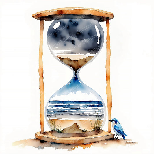 Time Watercolor Style Hourglass Greeting Card