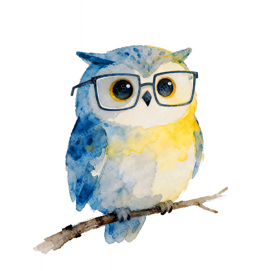 Who Whimsical Watercolor-Style Owl Art