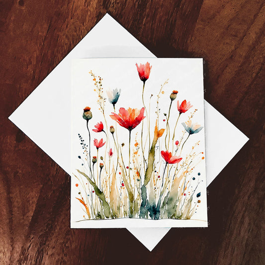 Wildly Abstract Watercolor Style Floral Card