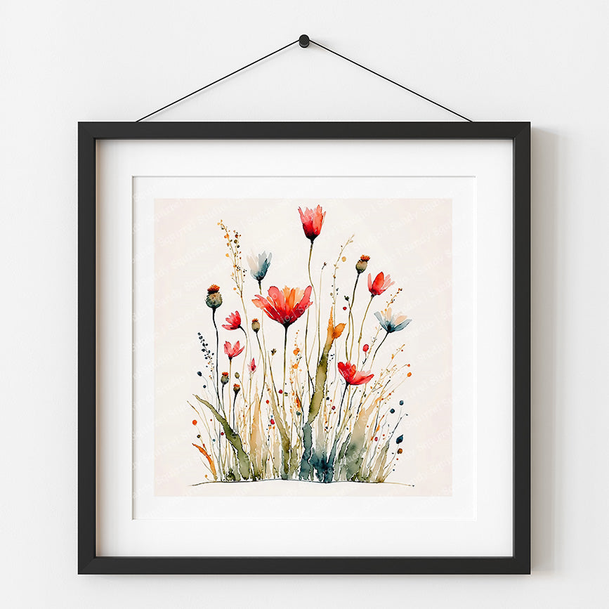 ’Wildly Abstract’ Watercolor Style Floral Art Print 8 x 8 Print Art Print