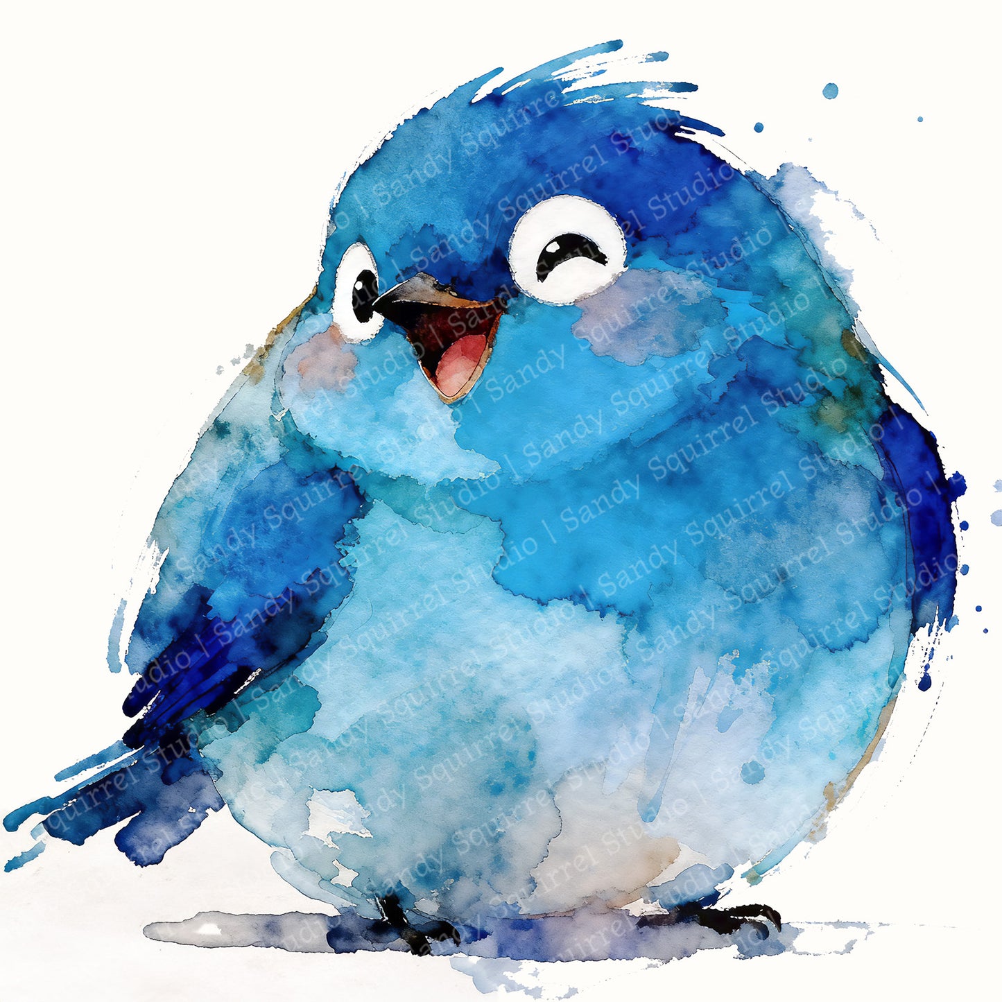 Wink Watercolor-Style Bird Art