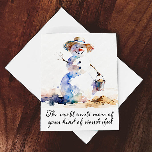 Wonderful Watercolor-Style Snowman Beach Art