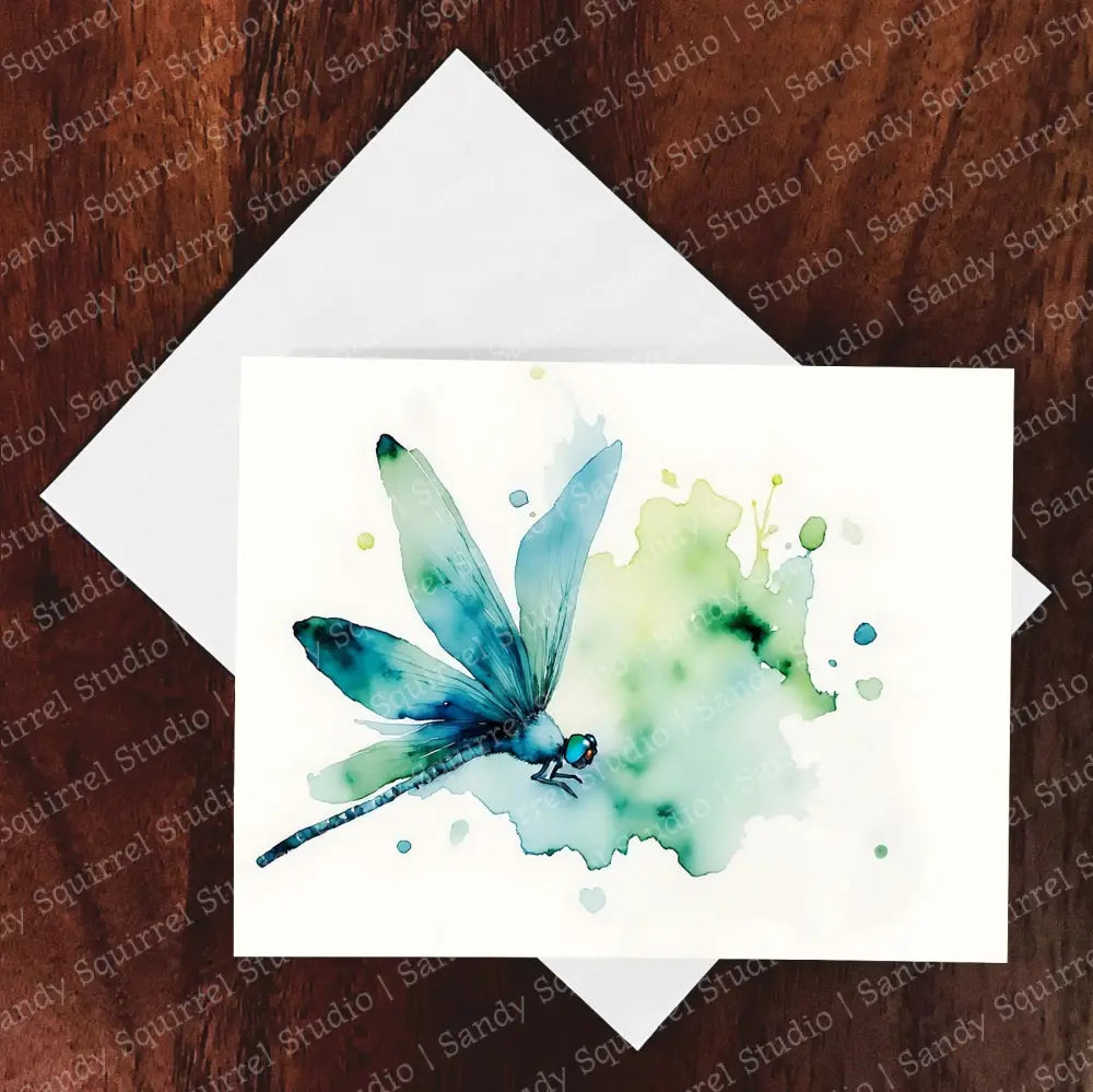 Zinger Watercolor Style Dragonfly Greeting Card